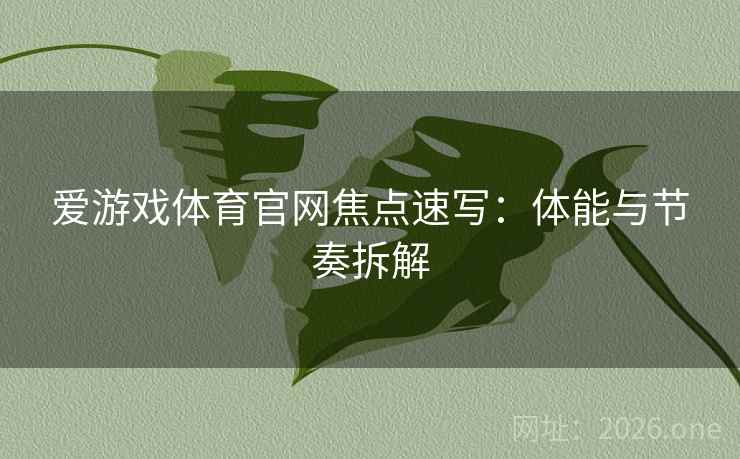 爱游戏体育官网焦点速写：体能与节奏拆解  第2张